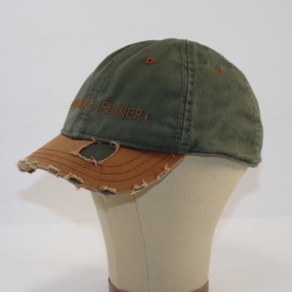 Donald J Pliner Distressed Olive & Tan Baseball Cap Adjustable Adult - Picture 4 of 5